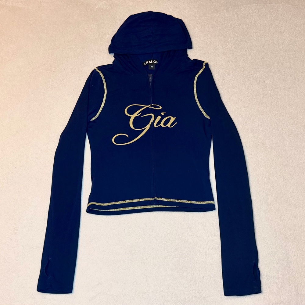 I.AM.GIA Dark Blue Hoodie with Gold Accents